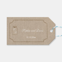 huwelijksuitnodiging | Mason Jar Linen Cadeaulabel