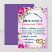 Huwelijksuitnodiging met bloemen kaart (Voorkant / Achterkant)