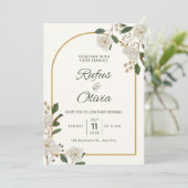 huwelijksuitnodiging met bloemenaccent kaart (Staand voorkant)