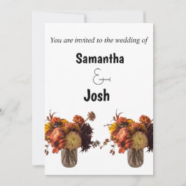 Huwelijksuitnodiging met bloemenvazen kaart