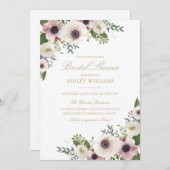 Huwelijksuitnodiging met boeket van Blush Anemone Kaart (Voorkant / Achterkant)