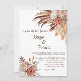 Huwelijksuitnodiging met Boho Flowers Sjabloon Kaart