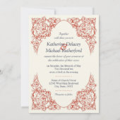 Huwelijksuitnodiging met Corner Flourish (Kardinaa Kaart (Achterkant)