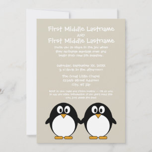 Huwelijksuitnodiging met cute pinguïn kaart