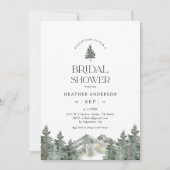 Huwelijksuitnodiging met dennenboom berg bos kaart (Voorkant)