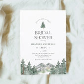 Huwelijksuitnodiging met dennenboom berg bos kaart