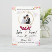 huwelijksuitnodiging met een paar pic kaart (Staand voorkant)