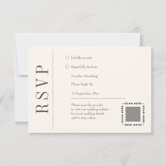 Huwelijksuitnodiging met elegante typografie RSVP (Achterkant)