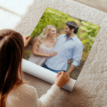 Huwelijksuitnodiging met foto in stijl van filmpre