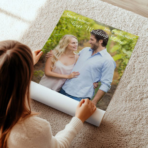 Huwelijksuitnodiging met foto in stijl van filmpre poster