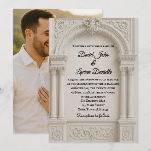 Huwelijksuitnodiging met foto 'Marble Memories' Kaart