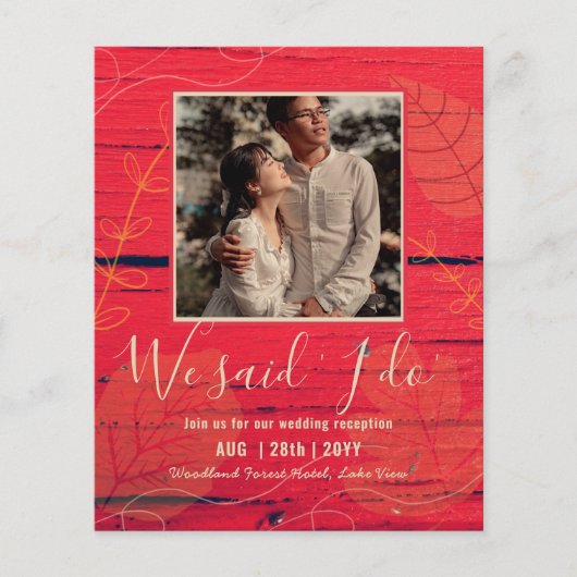 Huwelijksuitnodiging met foto van het koppel met e (Voorkant)