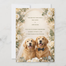 Huwelijksuitnodiging met Golden Retriever | Elegan