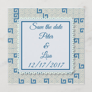 Huwelijksuitnodiging met Grieks patroon Save The Date