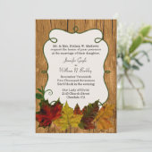 Huwelijksuitnodiging met herfstbladeren in landeli kaart (Staand voorkant)
