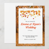 Huwelijksuitnodiging met herfstbladeren kaart (Voorkant / Achterkant)