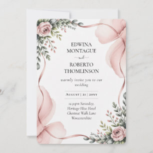 Huwelijksuitnodiging met Heritage Blush Bloemenlin Kaart