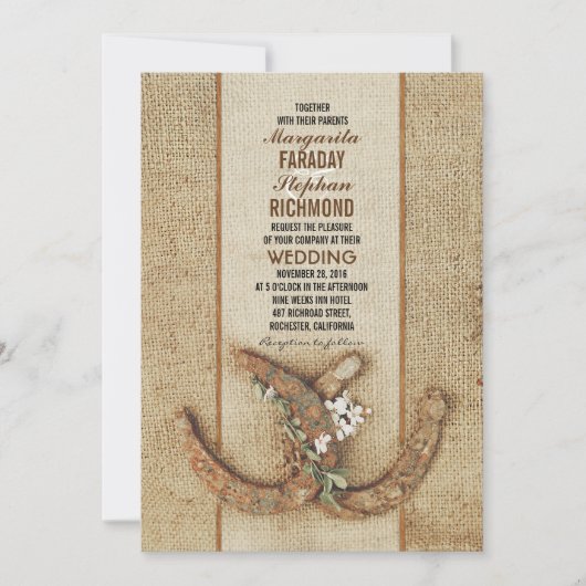 Huwelijksuitnodiging met Hoefijzers Kaart (Voorkant)