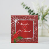 Huwelijksuitnodiging met KRISTALLEN SNEEUWLAP Kaart (Staand voorkant)