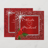 Huwelijksuitnodiging met KRISTALLEN SNEEWVLK Kaart (Voorkant / Achterkant)