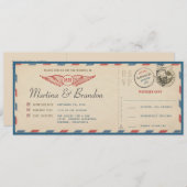 Huwelijksuitnodiging met luchtpost instapkaart kaart (Voorkant / Achterkant)