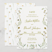 Huwelijksuitnodiging met madeliefjes – Elegante Bl Kaart (Voorkant / Achterkant)