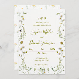 Huwelijksuitnodiging met madeliefjes – Elegante Bl Kaart