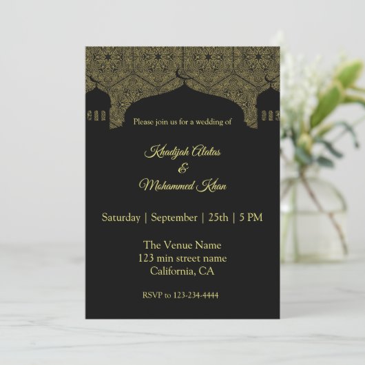 Huwelijksuitnodiging met moskee op het Damascus-mo Kaart (Staand voorkant)