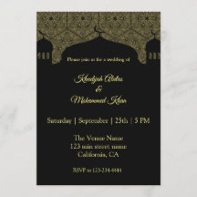 Huwelijksuitnodiging met moskee op het Damascus-mo