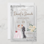 Huwelijksuitnodiging met paar afbeelding en rozen kaart (Voorkant)