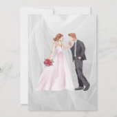 Huwelijksuitnodiging met paar afbeelding en rozen kaart (Achterkant)