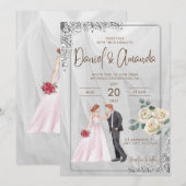 Huwelijksuitnodiging met paar afbeelding en rozen kaart (Voorkant / Achterkant)