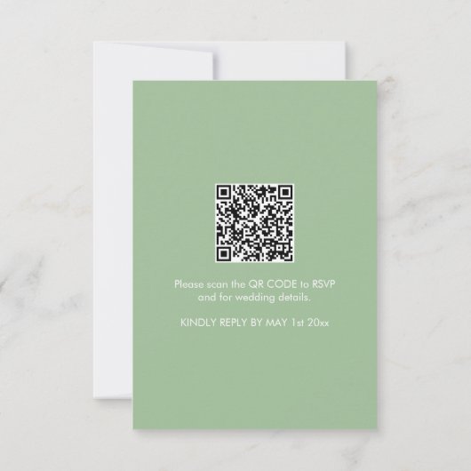 Huwelijksuitnodiging met QR Code Sinaasappel Flowe Kaart (Achterkant)