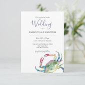 Huwelijksuitnodiging met QR Code Waterverf Krab Kaart (Staand voorkant)