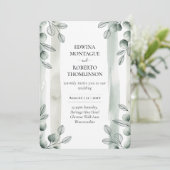 Huwelijksuitnodiging met salie eucalyptus botanisc kaart (Staand voorkant)