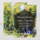 Huwelijksuitnodiging met schilderij van waterval i kaart (Voorkant / Achterkant)