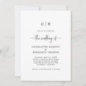 Huwelijksuitnodiging met scriptmonogram kaart (Voorkant)