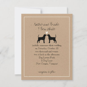 Huwelijksuitnodiging met silhouet van Coonhound-ho Kaart