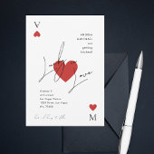 Huwelijksuitnodiging met speelkaart en casino-them save the date