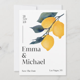 Huwelijksuitnodiging met strakke lijnen en een emb kaart