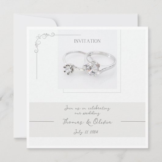  huwelijksuitnodiging met twee ringen kaart (Voorkant)