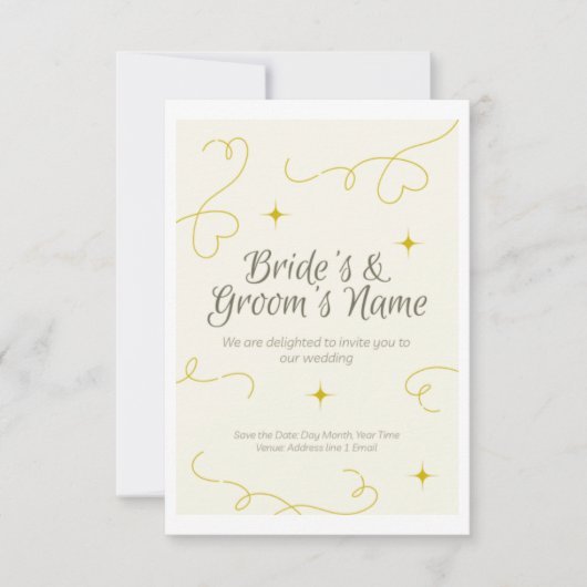 Huwelijksuitnodiging met voldoende ruimte om te sc kaart (Voorkant)