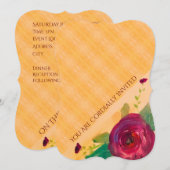 Huwelijksuitnodiging met wijn Roos Kaart (Voorkant / Achterkant)