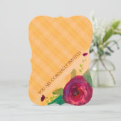 Huwelijksuitnodiging met wijn Roos Kaart (Staand voorkant)