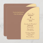 Huwelijksuitnodiging Mocha Mousse gebogen platte K (Voorkant / Achterkant)