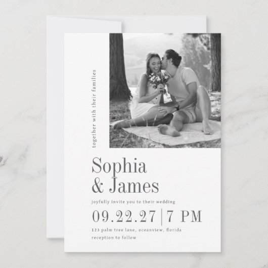 Huwelijksuitnodiging Moderne Foto Custom Kaart (Voorkant)