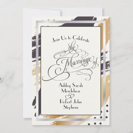 Huwelijksuitnodiging Moderne Paint Strokes en Typo Kaart (Voorkant)