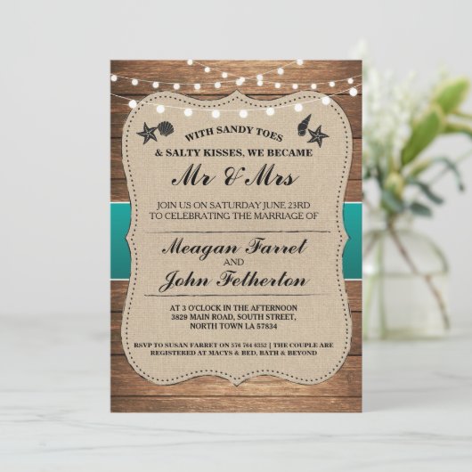 Huwelijksuitnodiging na het I Do Beach-thema Kaart (Staand voorkant)