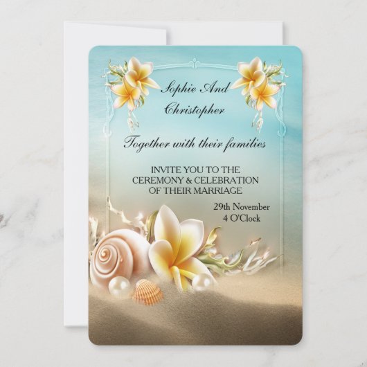 Huwelijksuitnodiging Ocean Beach Venue Kaart (Voorkant)