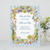 Huwelijksuitnodiging of Save the Date Garden Disco (Staand voorkant)